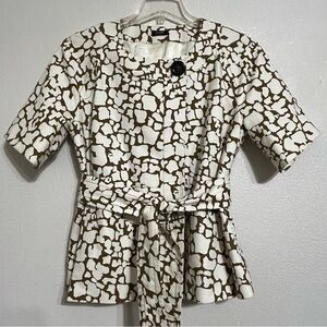 J Crew Belted Short Sleeve Jacket Giraffe Print Size 12